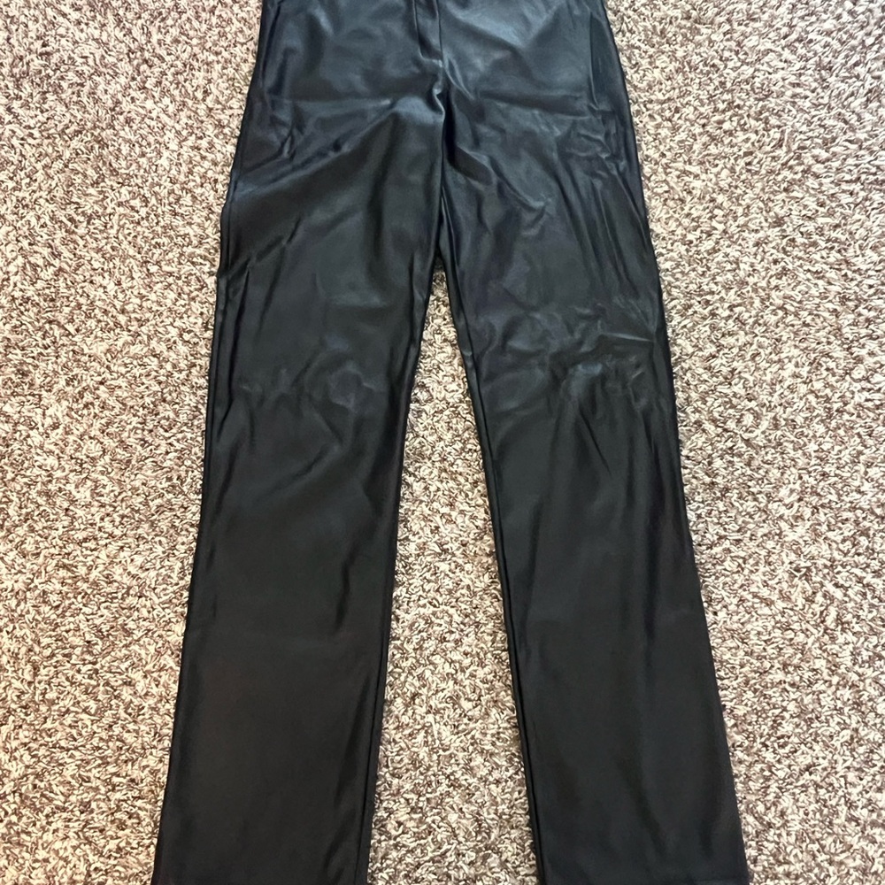 Boohoo Black Glossy Straight Leg Pants